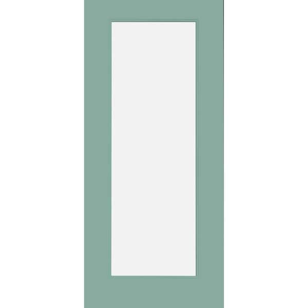 Legacy 30 in. x 80 in. Universal Handing Full-Lite Clear Glass Quarry Finish Fiberglass Front Door Slab