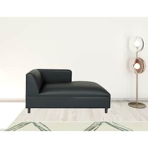 Amelia 25 in. Black Leather Occasional Chair with Tufted Cushions