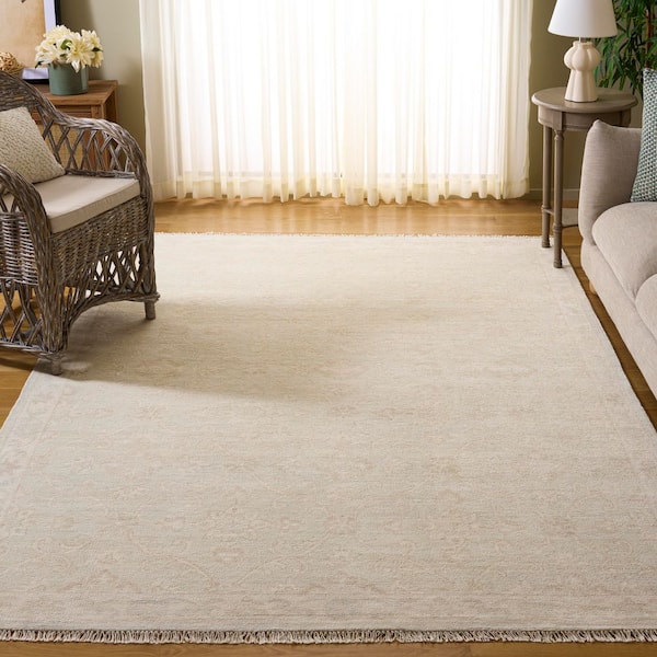 Oushak 8 ft. x 10 ft. Light Blue/Ivory Floral Area Rug