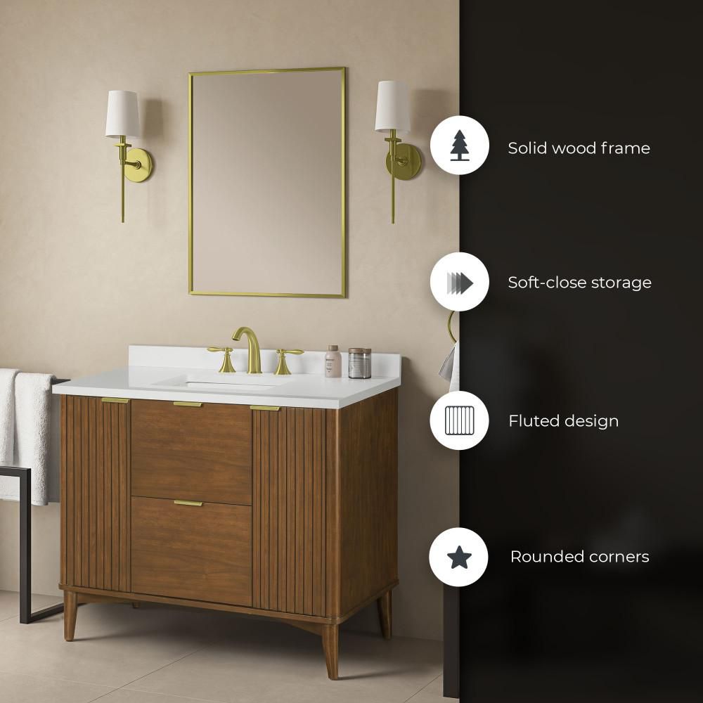 OVE Decors Gabi 42 in. Single Sink Warm Walnut Bath Vanity with