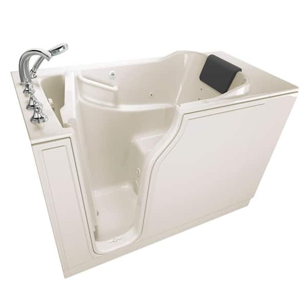 American Standard Gelcoat Premium Series 52 in. x 30 in. Left Hand Walk-In Whirlpool Bathtub in Linen
