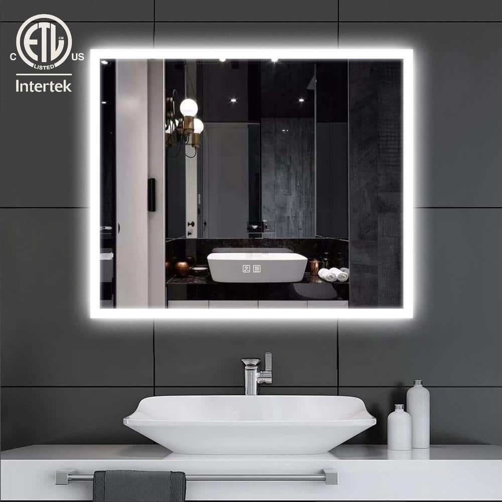 HOMLUX 36 in. W x 30 in. H Rectangular Frameless LED Light with 3-Color and  Anti-Fog Wall Mounted Bathroom Vanity Mirror 1AE5004901 - The Home Depot