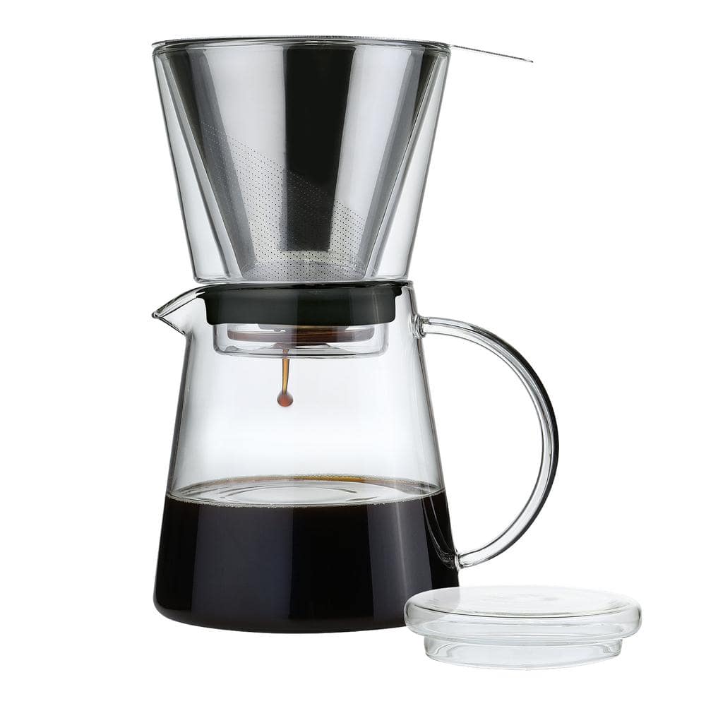 Pure Over Glass Pour Over Coffee Maker Kit | 6 Piece Set w/Mug | Built-In  Paperless Reusable Glass Filter | Easy to Clean | Made of Borosilicate  Glass