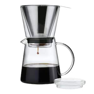 6-Cup Clear Pour Over Brewer Glass & Stainless Coffee Maker with Removable Filter
