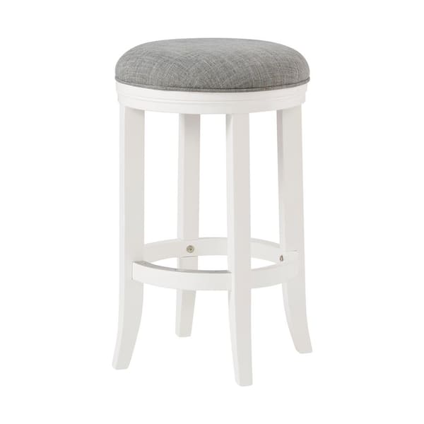 Alaterre Furniture Natick 25 in. Round White Counter Height Backless Wood Stool with Cushioned Seat