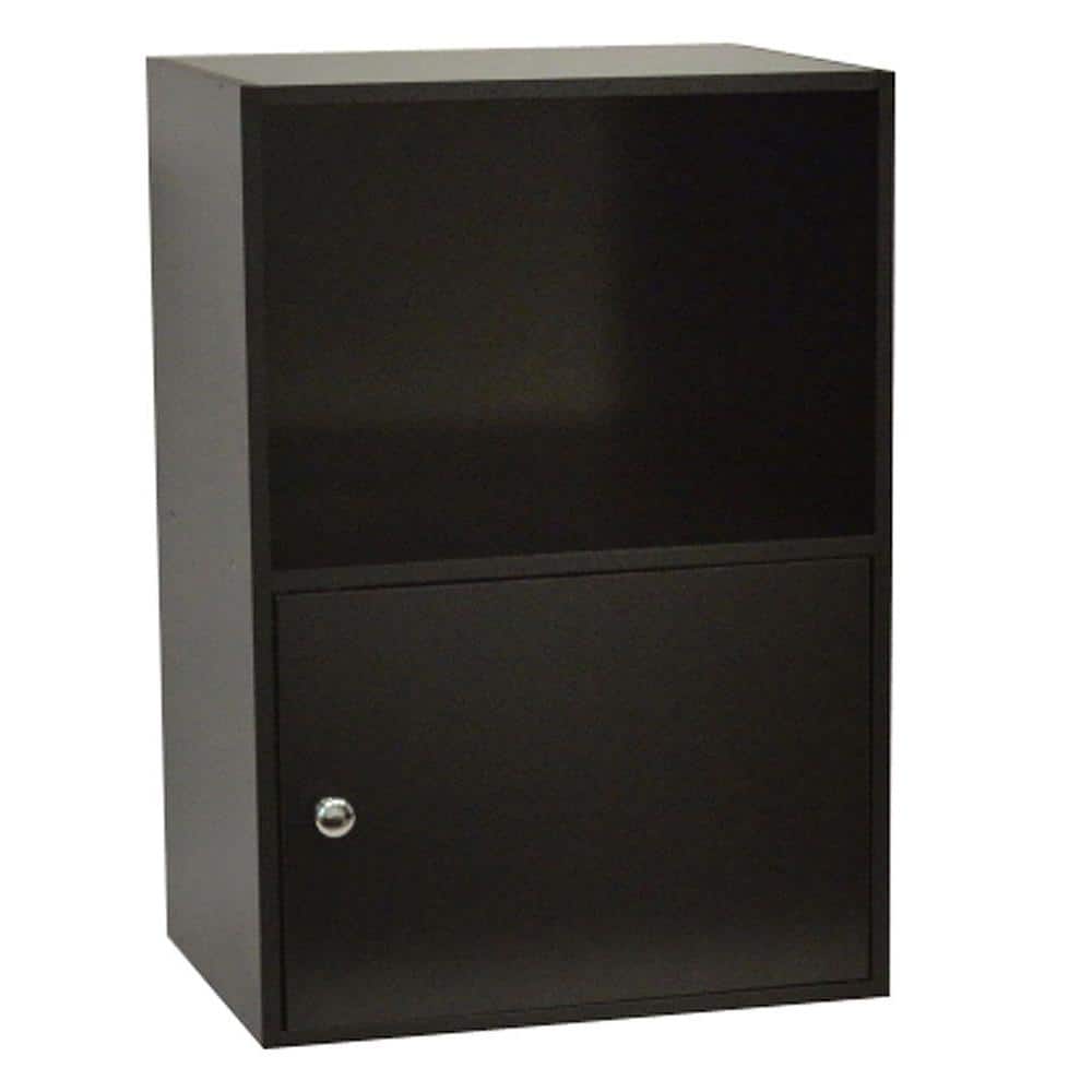 Black Compact Office Storage Cabinet with Chrome Knob