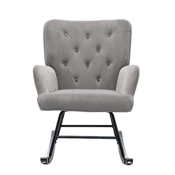 STICKON Gray Wood Rocking Chairs (Set of 1)
