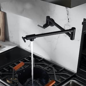 Modern Wall Mount Pot Filler in Matte Black