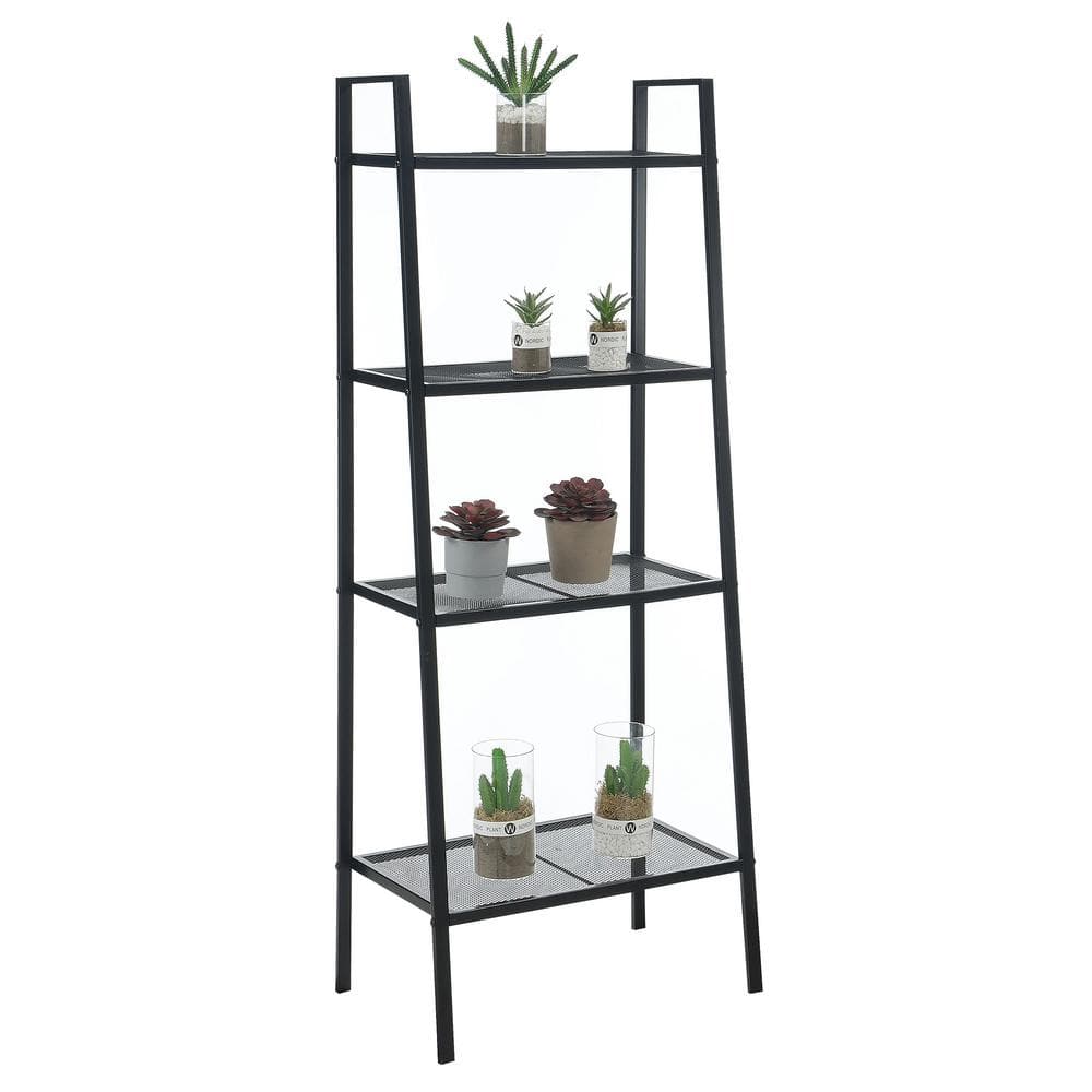 Modern Black 4-Tier Powder Coated Metal Plant Stand