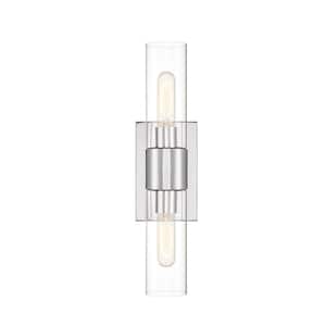 Anton 4.5 in. 2-Light Chrome Transitional Wall Sconce with Clear Glass Shades