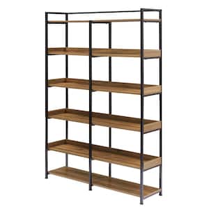 47.2 in. W x 13 in. D x 70.8 in. H Brown Rectangular Bathroom Shelf Bookshelf with MDF Boards Stainless Steel Frame
