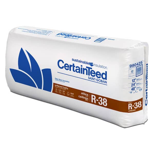 CertainTeed R38 Unfaced Fiberglass Insulation Batt 24 in. x 48 in. (8-Pieces)