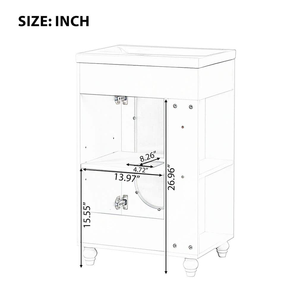 White MDF Freestanding Bathroom Vanity with Ceramic Sink