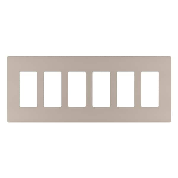 Legrand radiant 6-Gang 6-Decorator Rocker Screwless Wall Plate, Nickel (1-Pack)