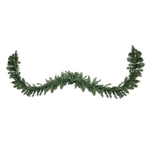108 in. Pre-Lit Buffalo Fir Artificial Christmas Garland with Clear Lights