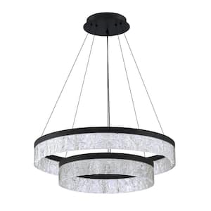 Arctic Ice 2-Light Black, Clear Tier Integrated LED Pendant Light with Clear Acrylic Shade