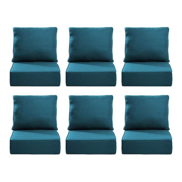 24 in. x 24 in. x 6 in. 12-Piece Olefin Deep Thick Seating Outdoor Lounge Chair Sofa Replacement Cushion in Peacock Blue