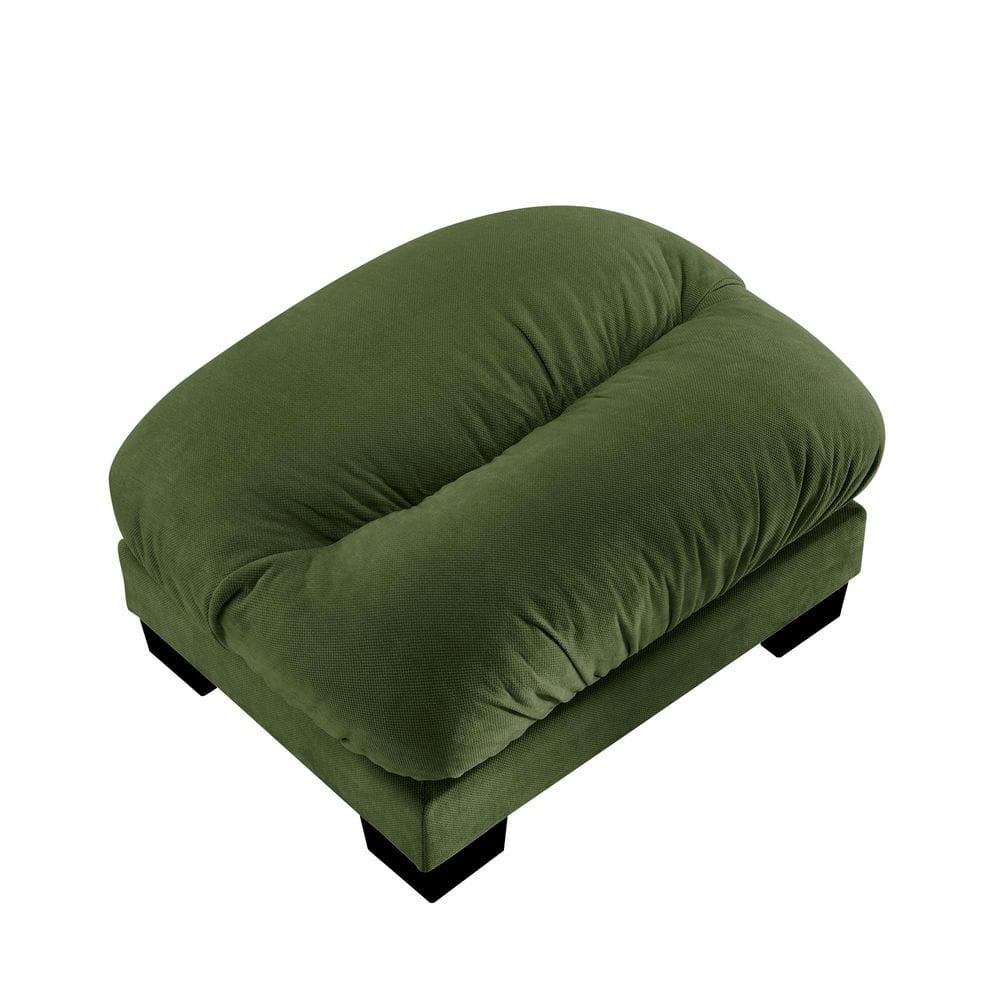 Green Chenille Rectangle Accent Ottoman