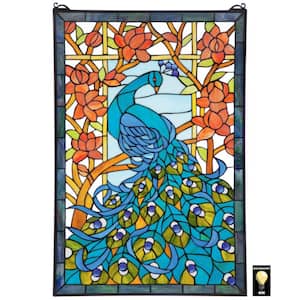 Peacock's Paradise Stained Glass Window Panel
