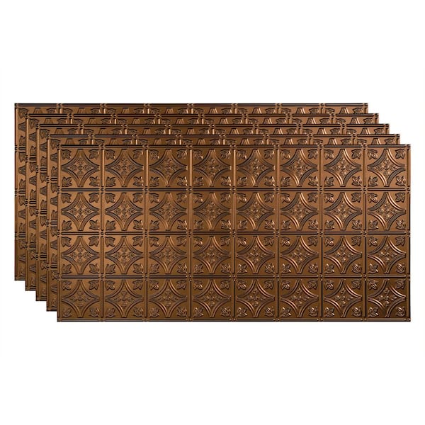 Fasade Traditional #1 2 ft. x 4 ft. Glue Up Vinyl Ceiling Tile in Oil Rubbed Bronze (40 sq. ft.)