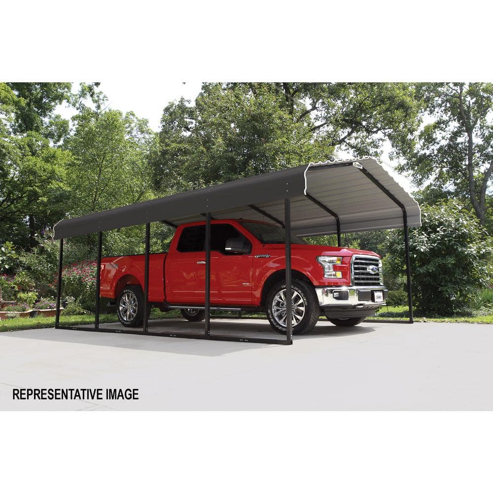 Charcoal 12' x 24' Galvanized Steel Carport with Black Frame