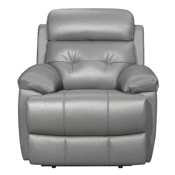 EVERGLADE HOME Oswald Gray Faux Leather Upholstery Reclining Chair