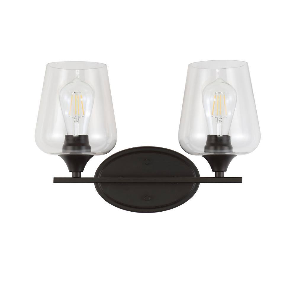 Jayne 16" Oil-Rubbed Bronze and Clear Glass Vanity Light