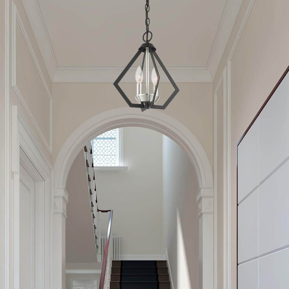 Mini Crystal LED 2-Light Indoor/Outdoor Pendant - Black & Brushed Nickel