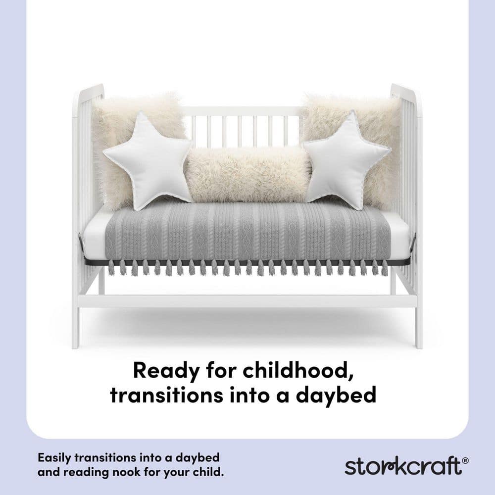 White Pine Wood 3-in-1 Convertible Crib with Adjustable Height