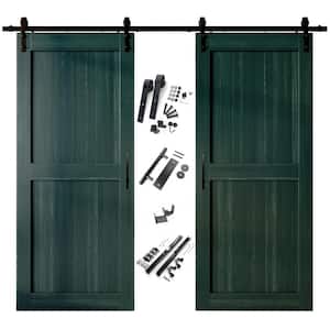 42 in. x 84 in. H-Frame Royal Pine Double Pine Wood Interior Sliding Barn Door with Hardware Kit, Non-Bypass