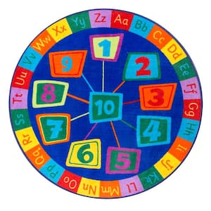 Number Circles Playmat Blue 6' Round Rug