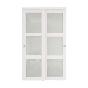EH PUERTA 60 in. x 80 in. 3-Lites Tempered Frosted Glass MDF Closet ...