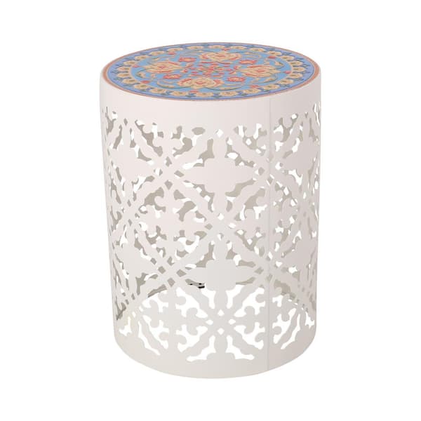 Unbranded Castana White Metal Outdoor Side Table