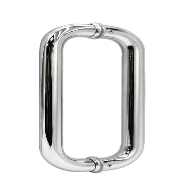 8 in. Shower Door Handle Pull for 1/4 to 1/2 in. Glass Frameless Doors Chrome Finish Stainless Steel 1-Pair