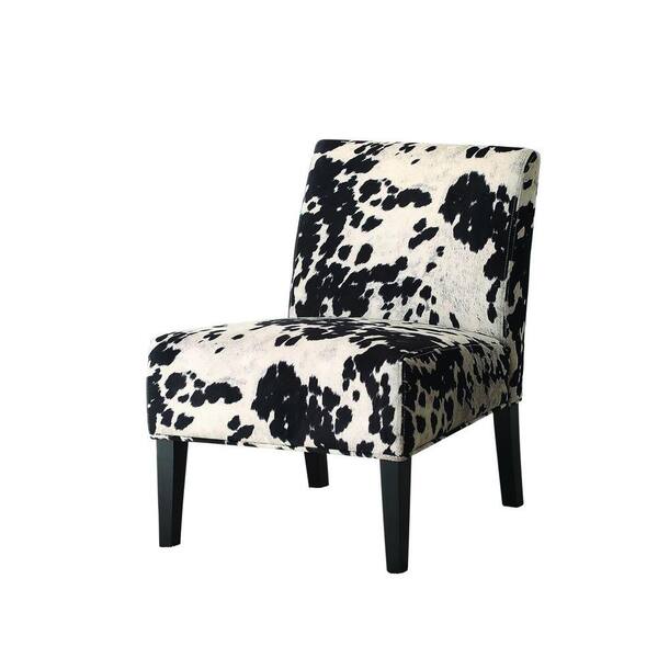 Worldwide Homefurnishings Faux Cow Hide Fabric Accent Chair in Black
