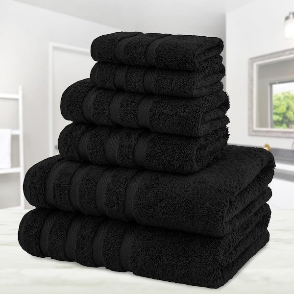 American Soft Linen Black 6-Piece Turkish Cotton Towel Set 6pc