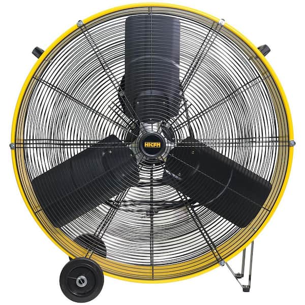 HICFM 30 in. Yellow Heavy Duty Barrel Drum Fan, 13300 CFM, DC Brushless Motor, UL Listed, Workshop and Garage Use