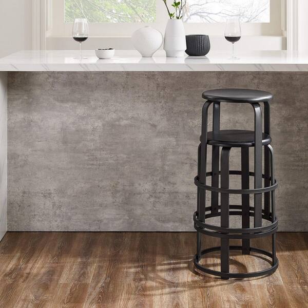 Welwick Designs 26 in. Black Backless Metal-Frame Stackable Welwick Designs 26 in. Black Backless Metal-Frame Stackable