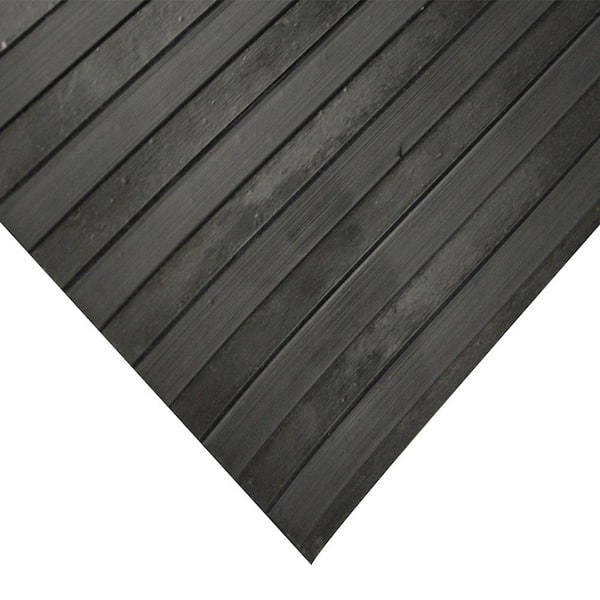 Rubber-Cal Wide-Rib Corrugated Rubber Floor Mat - 1/8 in x 4 ft x 4 ft -  Black Rubber Roll 03-167-WR-P