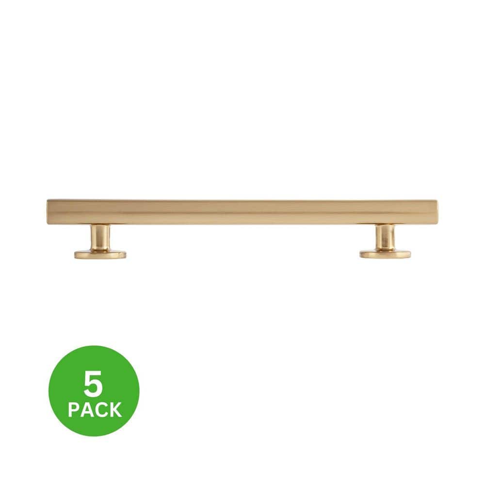 5-Pack Flynn 5-1/2 in. (140 mm) Center-to-Center Modern Satin Brass Bar Drawer Pull price history on PriceWatchPro