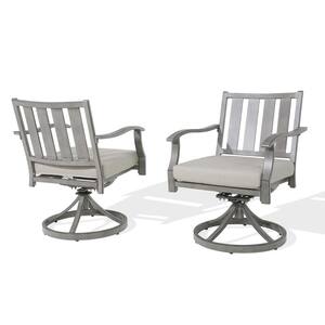 Swivel Aluminum Outdoor Dining Chair with Sunbrella Beige Cushion (2-Pack)