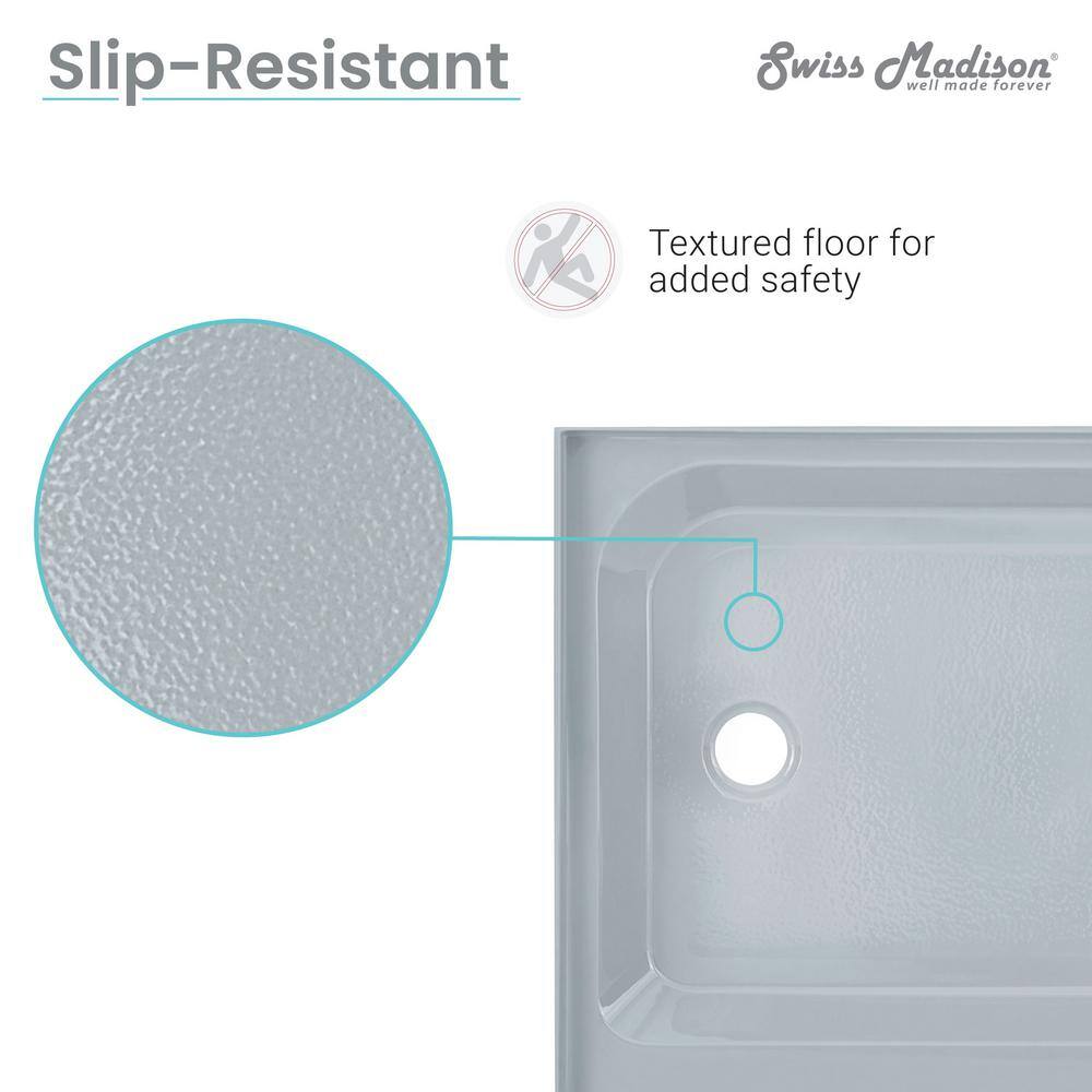 Voltaire 60" x 32" Gray Acrylic Shower Base with Right-Hand Drain