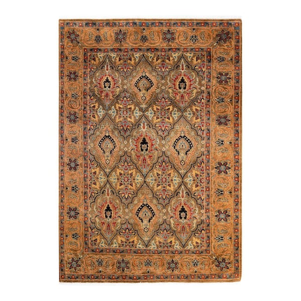 Solo Rugs Mogul One-of-a-Kind Traditional Yellow 4 ft. 3 in. x 5 ft. 10 in. Oriental Area Rug