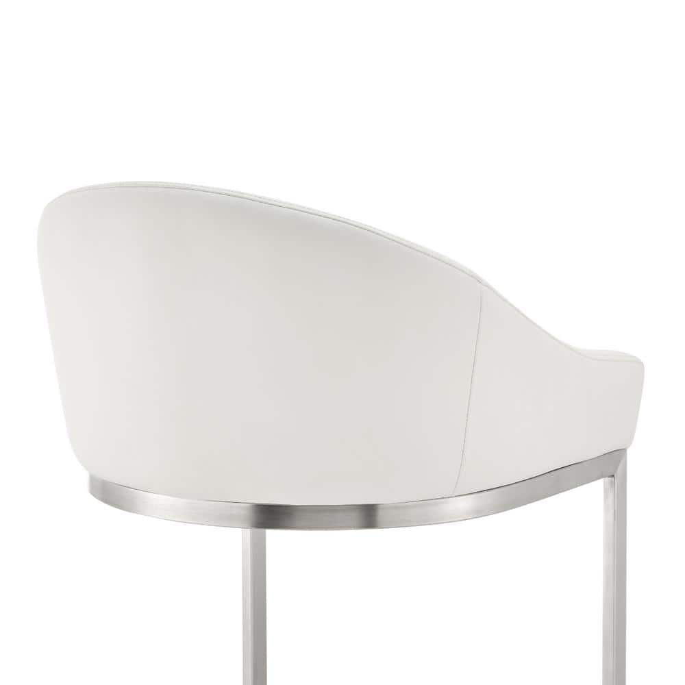 Katherine 30" White Faux Leather Metal Bar Stool