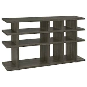 36.75in Weathered Grey Wood 3-Shelf Bookcase