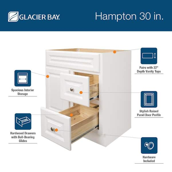 Glacier Bay Shaker 26.7 in. W x 68 in. H x 10.1 in. D White Over