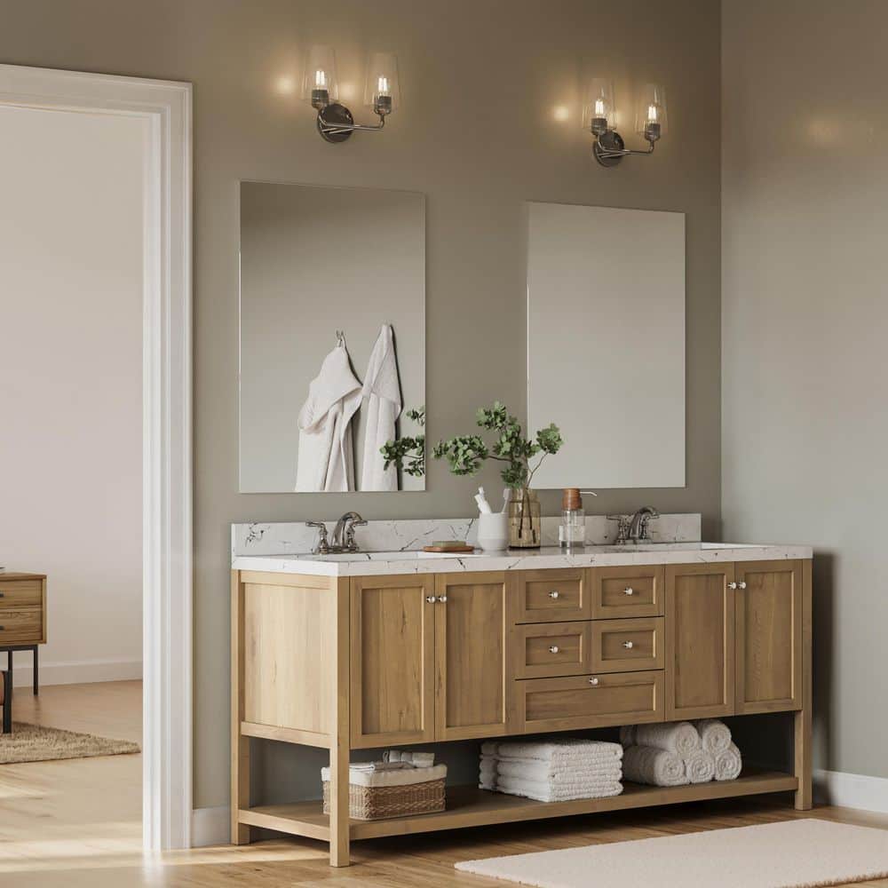 Celino 14 in. 2-Light Polished Chrome Bathroom Vanity Light with Clear Glass Shade price history on PriceWatchPro