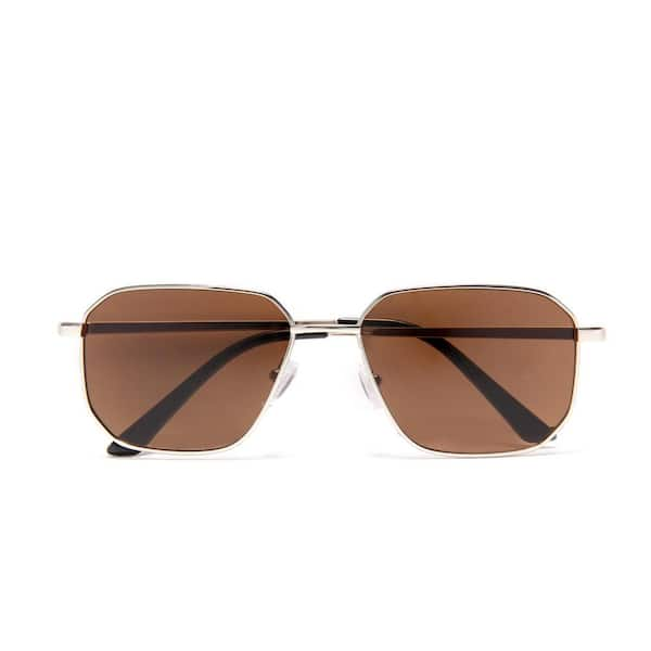 Store Hexagonal gold-rimmed brown Sunglasses