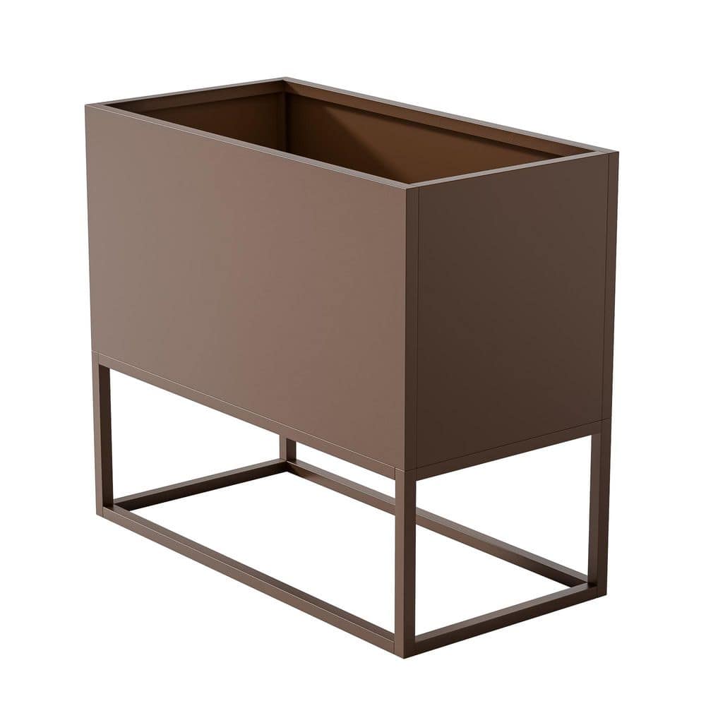 36 x 18 x 18 in. Brown Large Metal Rectangular Planter with Shelves and Dra