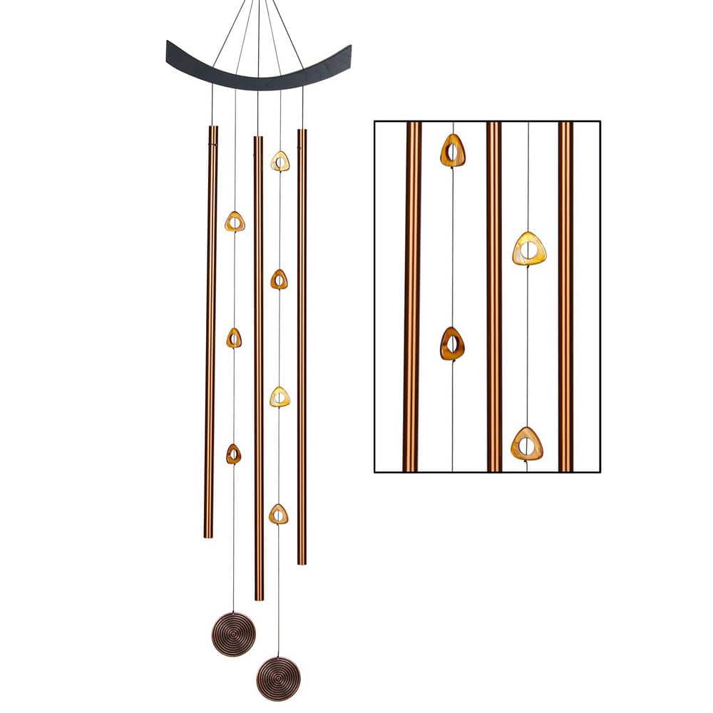 Bronze and Tiger's Eye Feng Shui Wind Chime, 41"